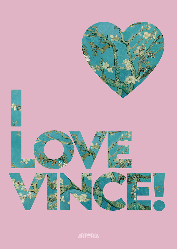 Lettering Vincent Van Gogh Heart Quote 'I Love Vince!' Artoria TV Art Print