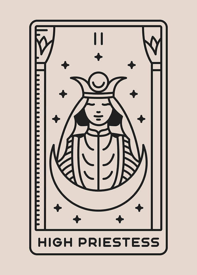 Beige Tarot Card THE HIGH PRIESTESS