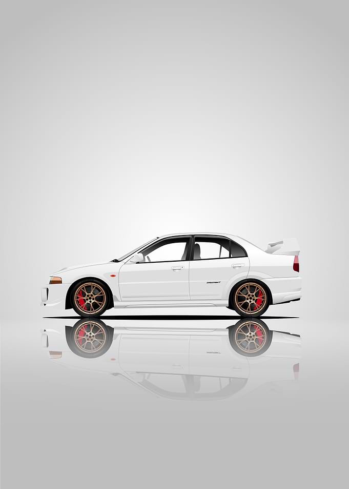 White Mitsubishi Lancer Evolution