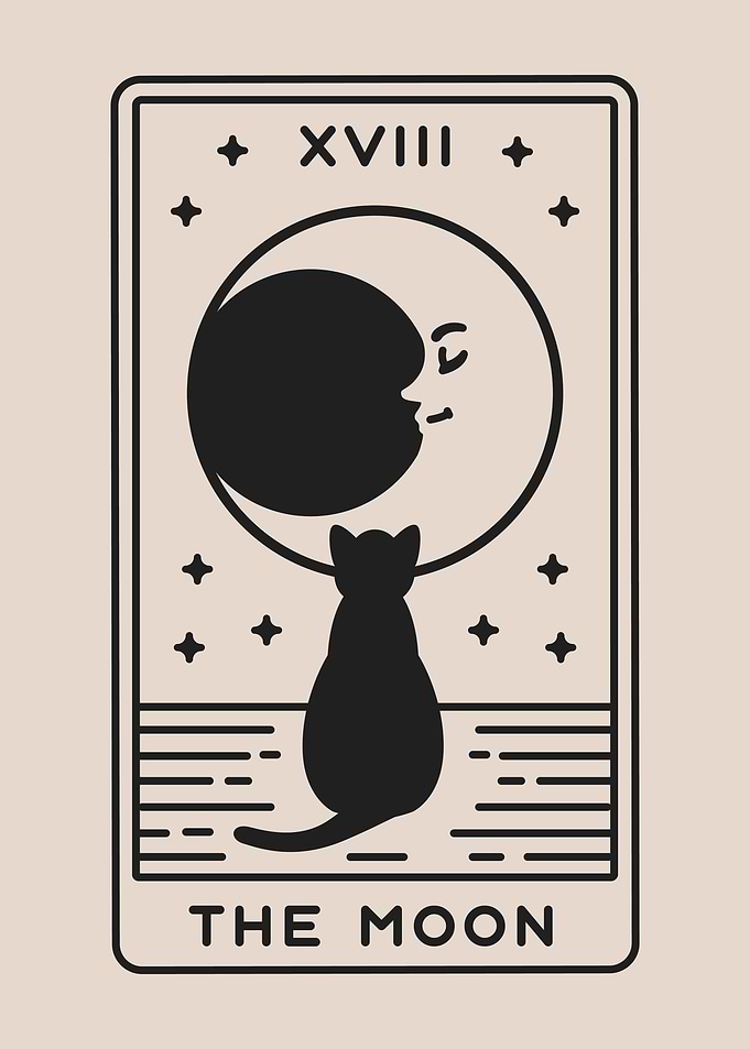 Beige Tarot Card THE MOON