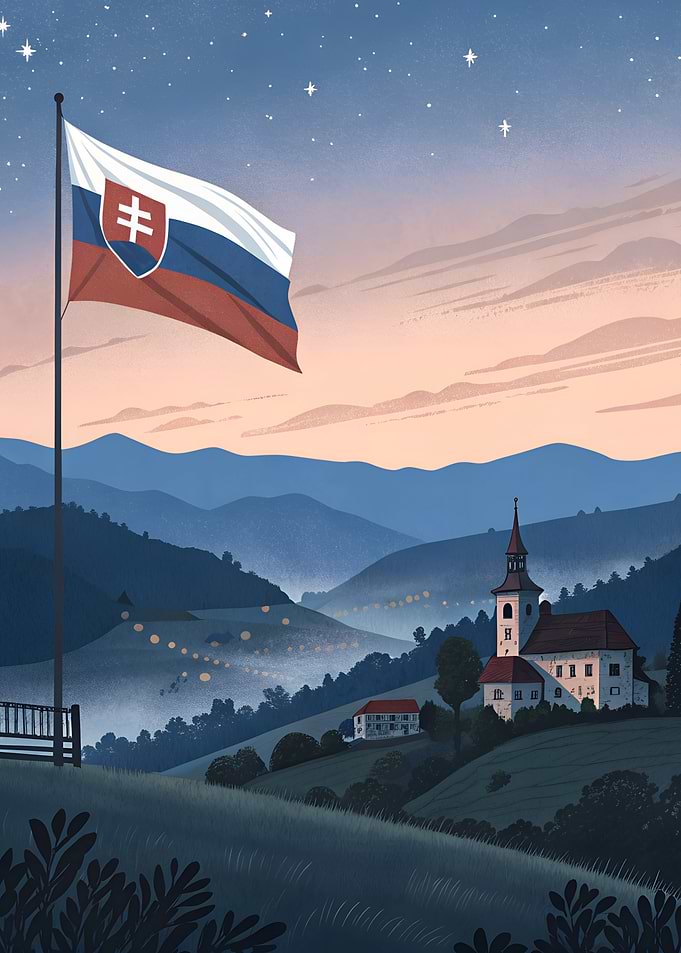 Slovakia Flag & Church