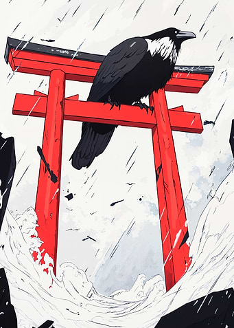 Raven at Torii Gate