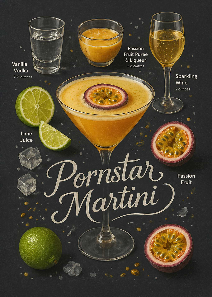 Pornstar Martini Poster – Passion Fruit and Vodka Cocktail