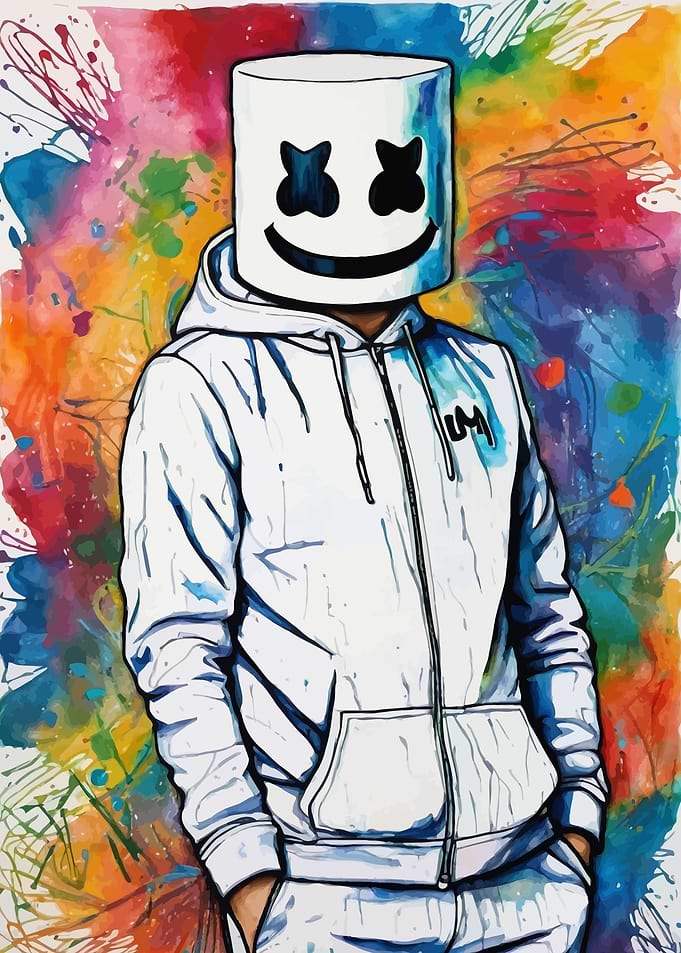 Marshmello Watercolor Portrait