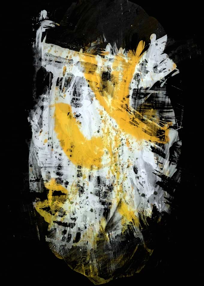 Night Spirits Abstract Yellow and Black Painting