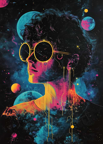 Elevated dreamer in pink stellar vortex