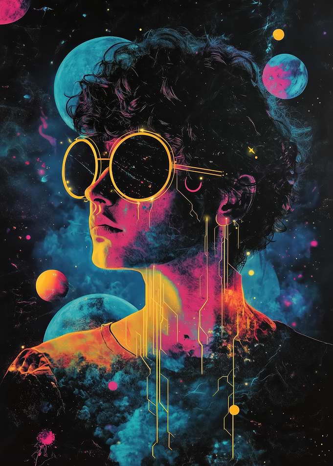 Elevated dreamer in pink stellar vortex