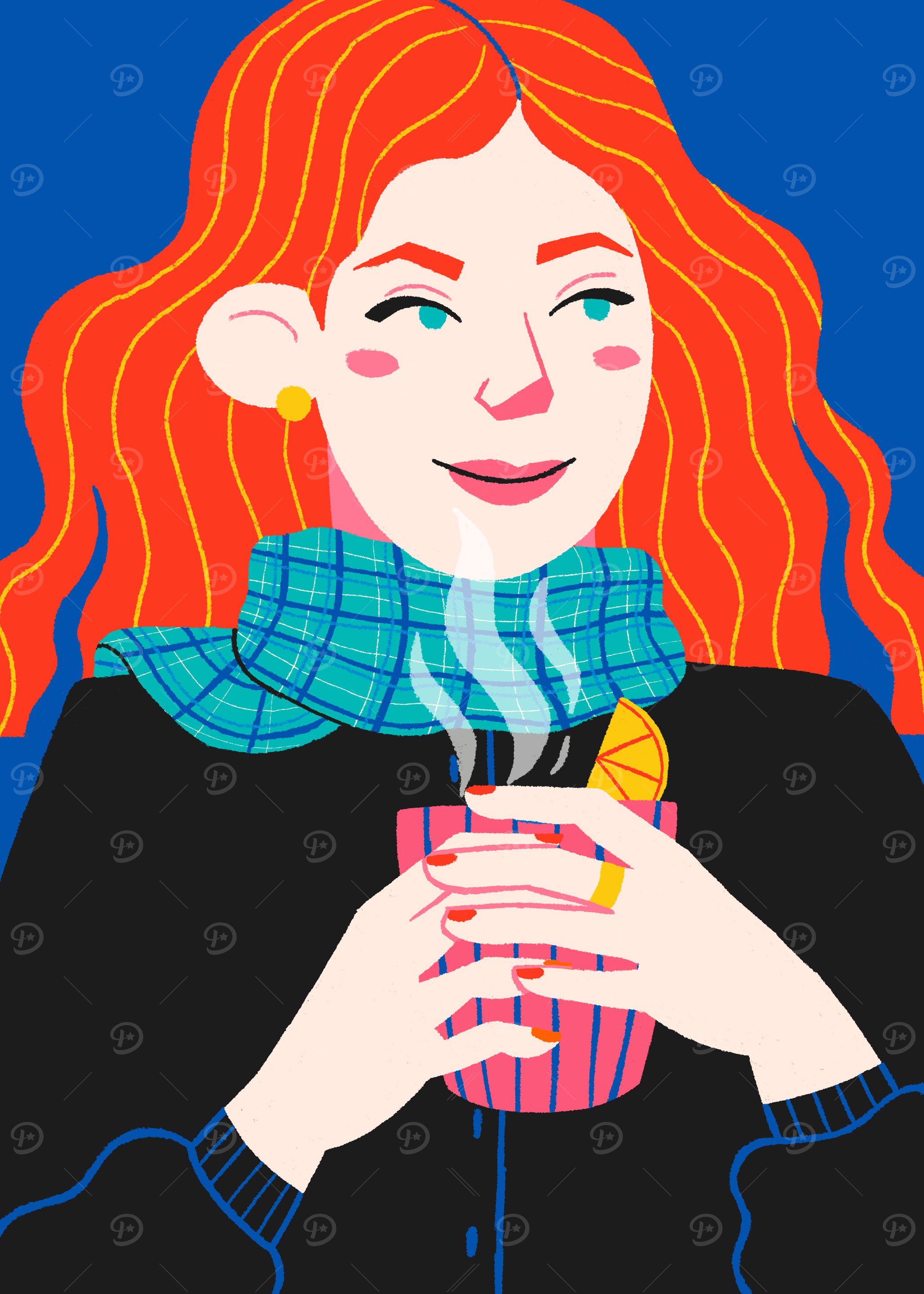 Woman with Hot Drink