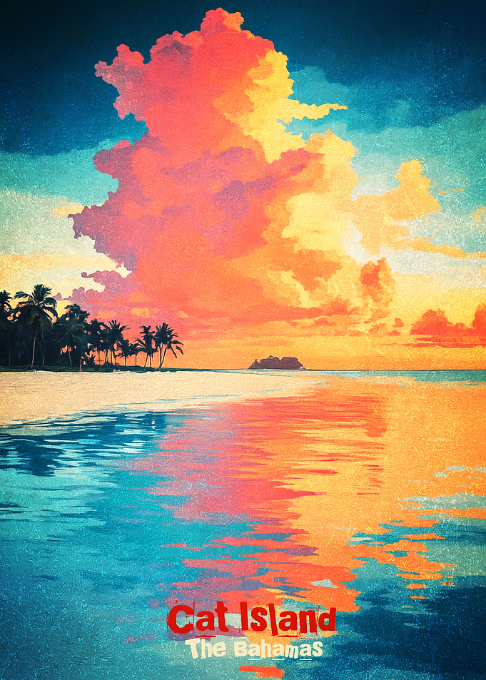 Cat Island Bahamas Art Poster