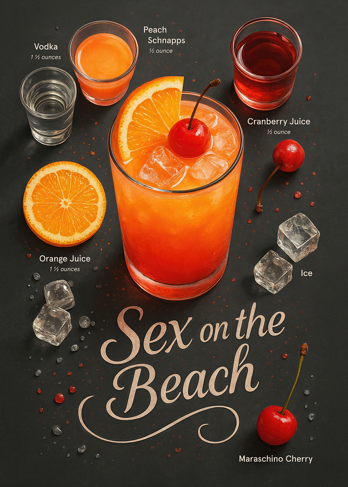 Sex on the Beach Poster – Fruity Summer Vodka Cocktail