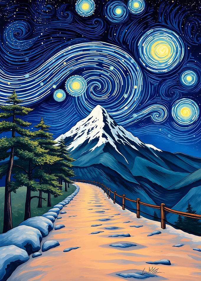 Starry Night Mount fuji