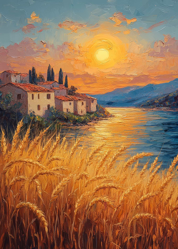 Sunset Village by the River