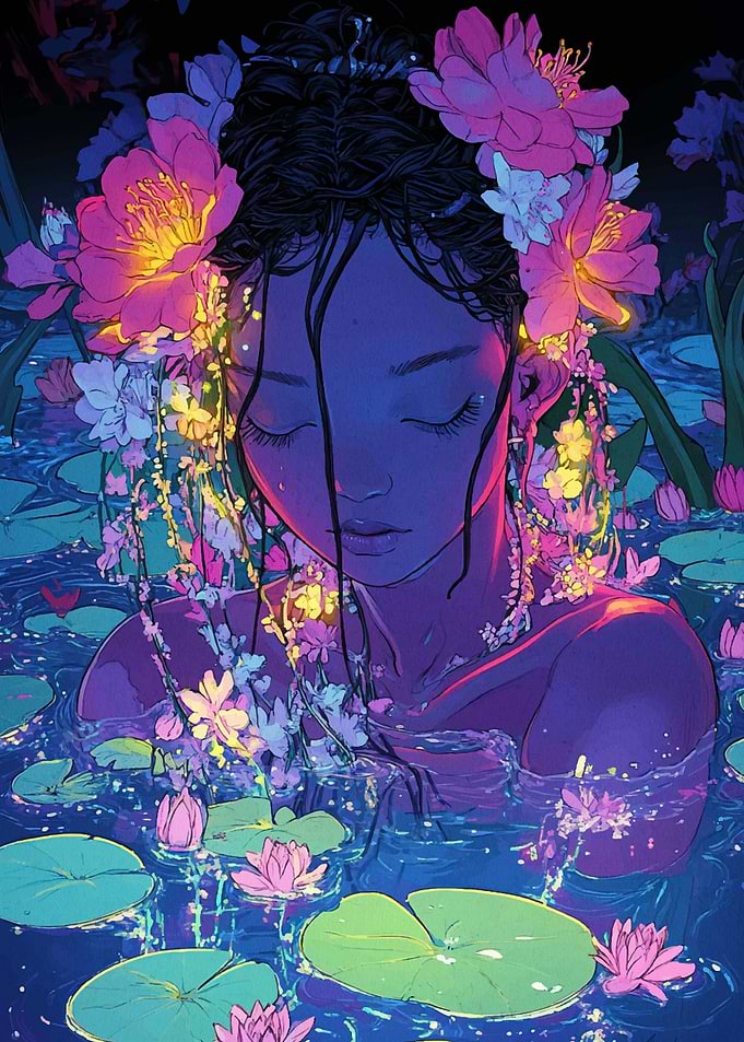 Woman in Water Lilies