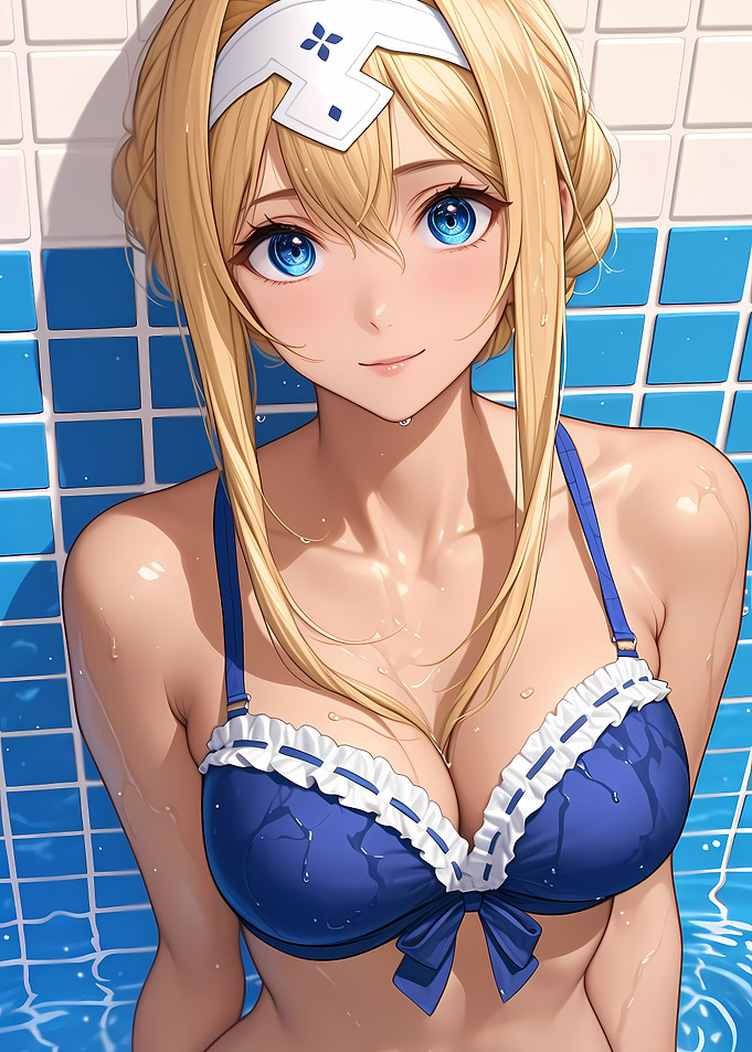 Anime Girl in Blue Bikini