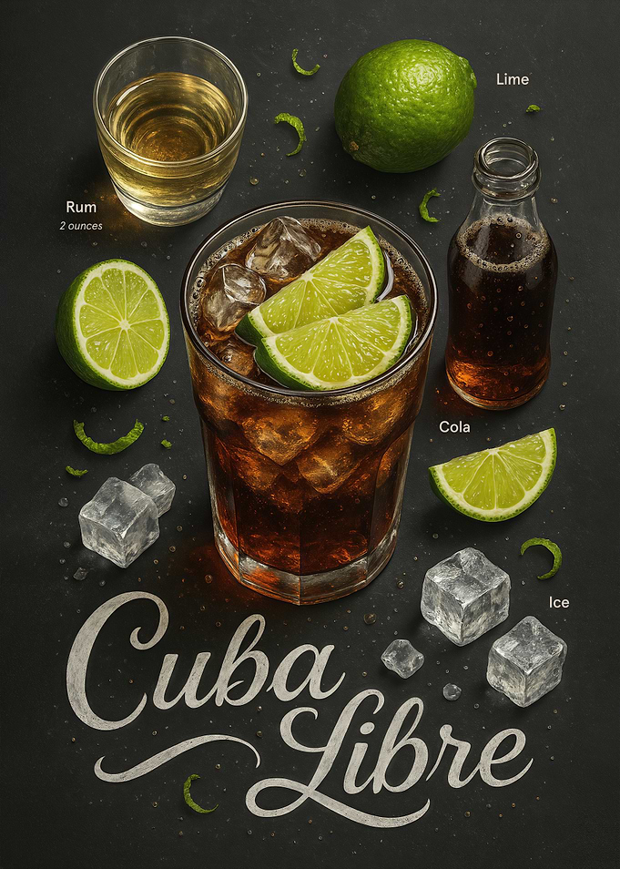 Cuba Libre Poster – Rum, Cola, and Lime Classic