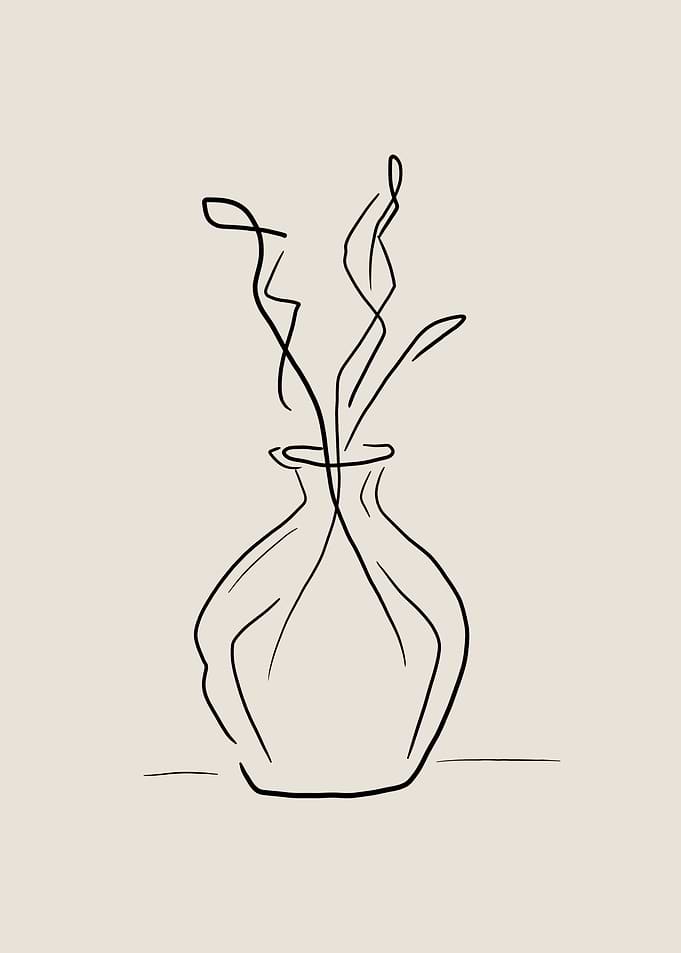 Vase with Flowers Line Art