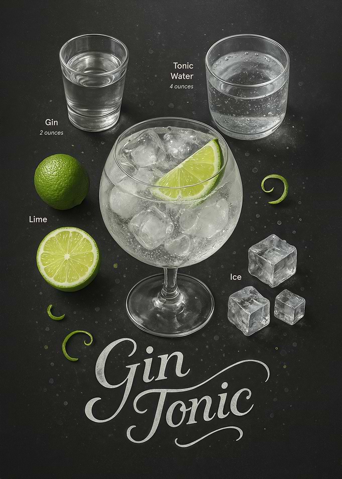 Gin Tonic Poster – Classic Citrus Bar Cocktail