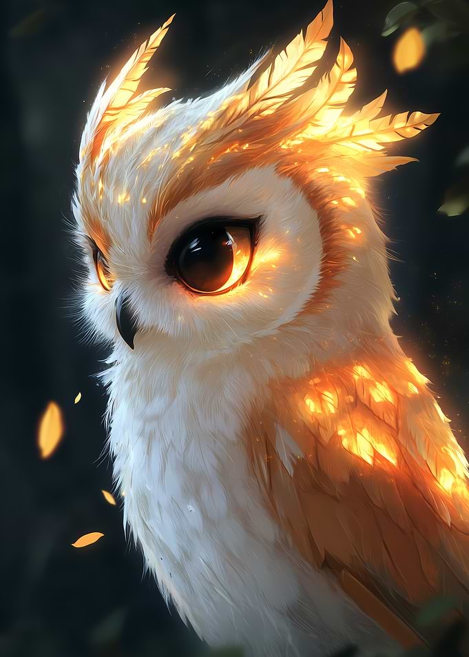 Golden Owl Illustration Animal