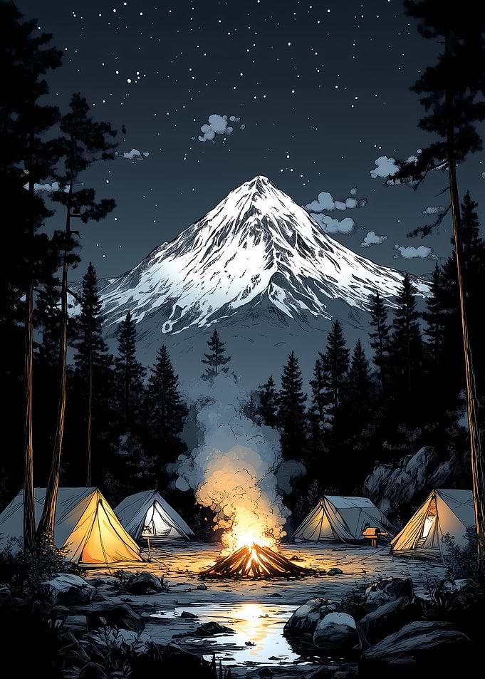 Campfire Under the Stars Landscapes