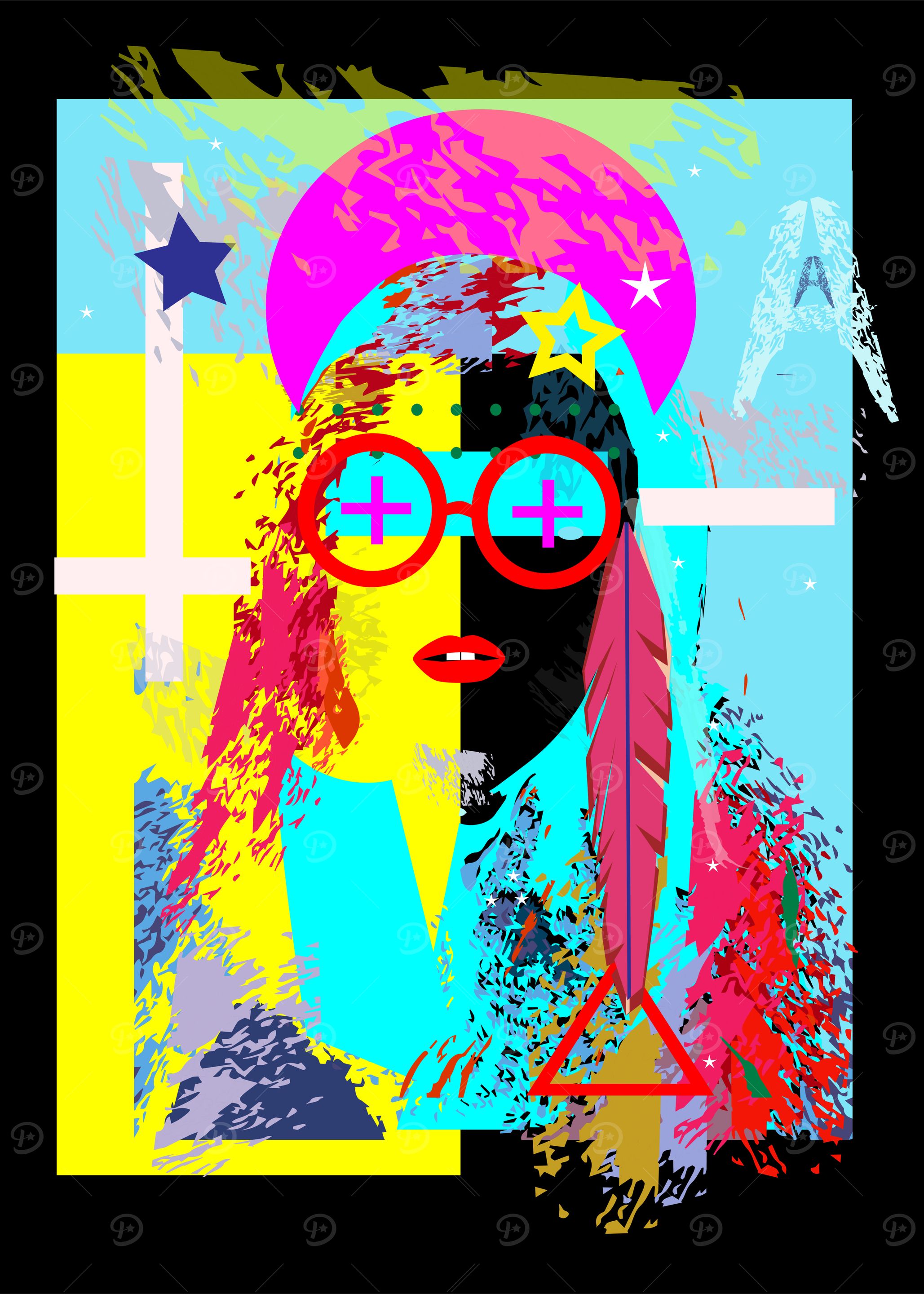 Abstract Portrait of a women with Glasses