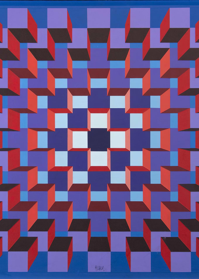 Victor Vasarely Op Art Cube Pattern