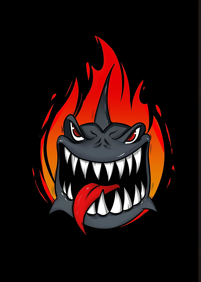 Fiery Shark Mascot
