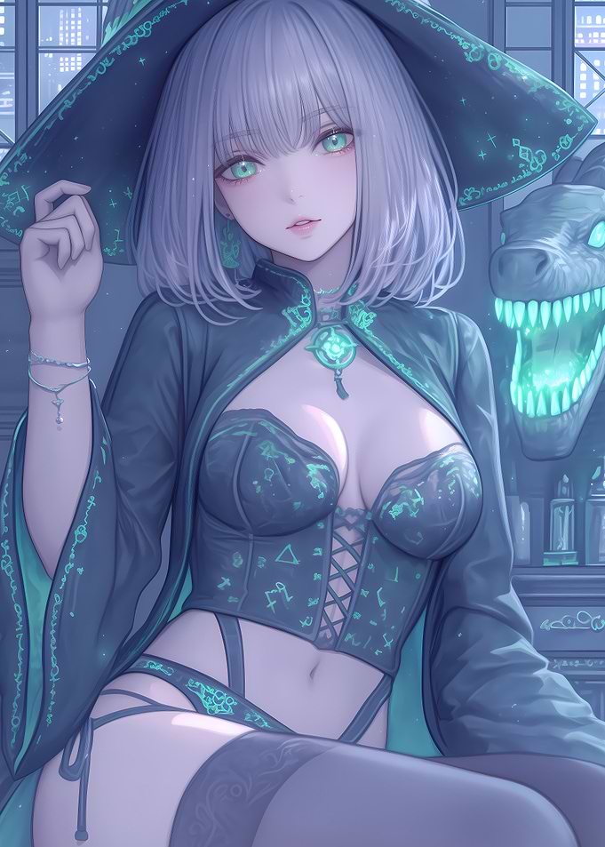 Green-Eyed Witch Anime Girl