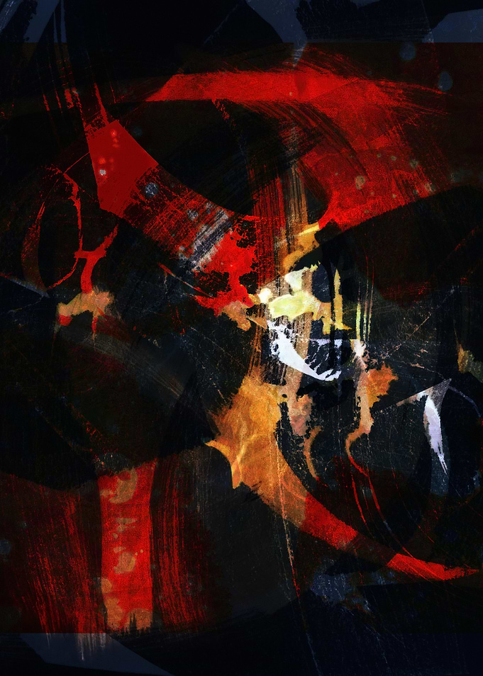 Abstract Red and Black Painting