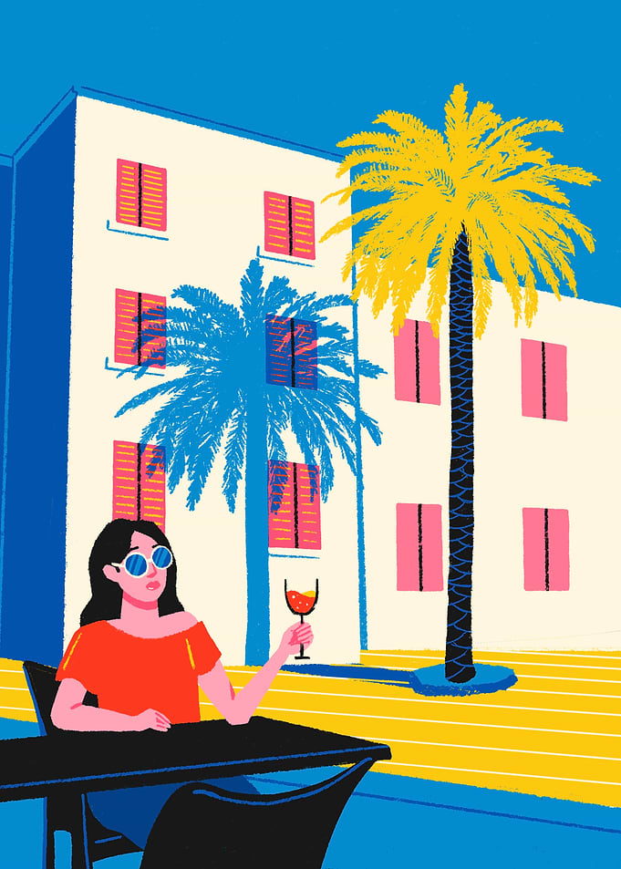 Woman Relaxing in a Cafe