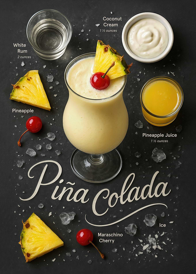 Piña Colada Poster – Tropical Pineapple and Coconut