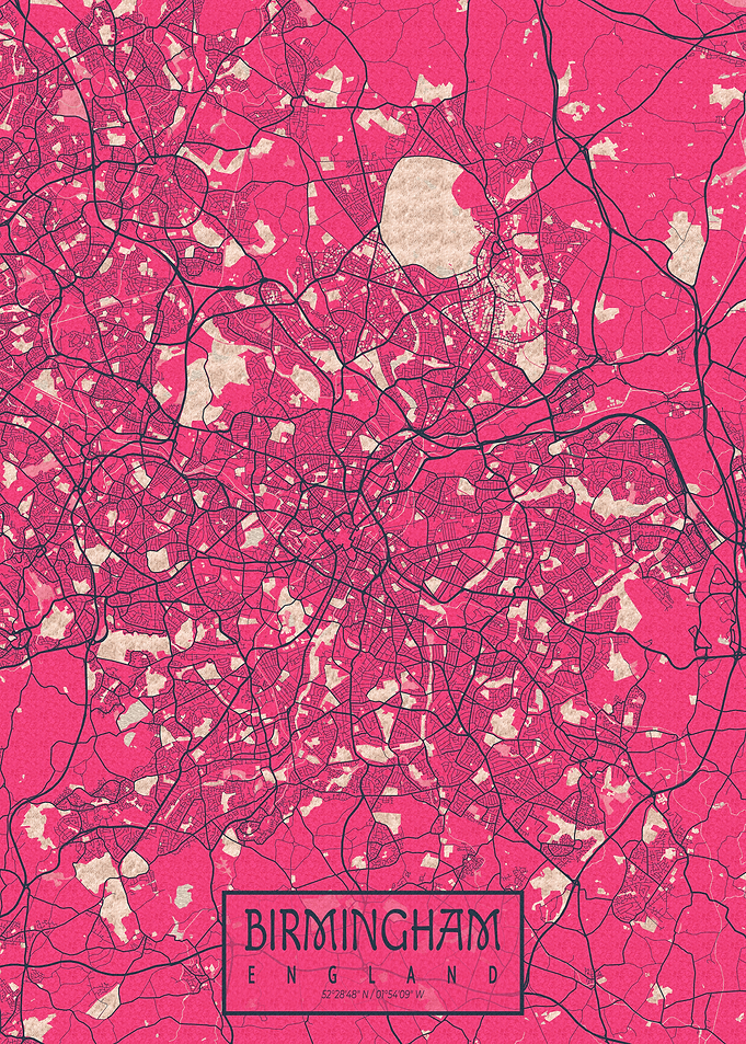 Birmingham City Map England Blossom