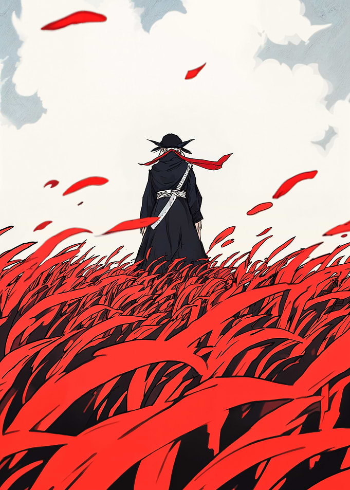Lone Figure in Red Field