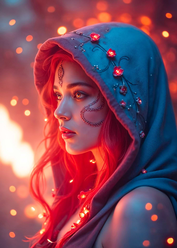 Redhead in Blue Hood