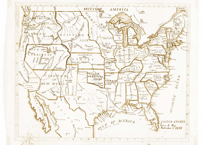 United States Vintage Map 1858