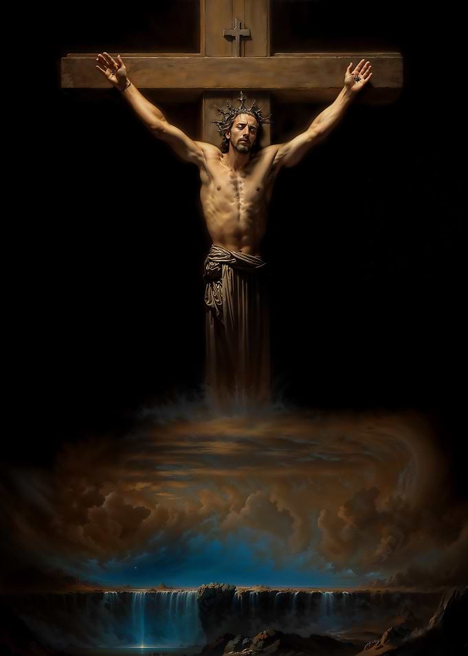 Crucifixion with Waterfall