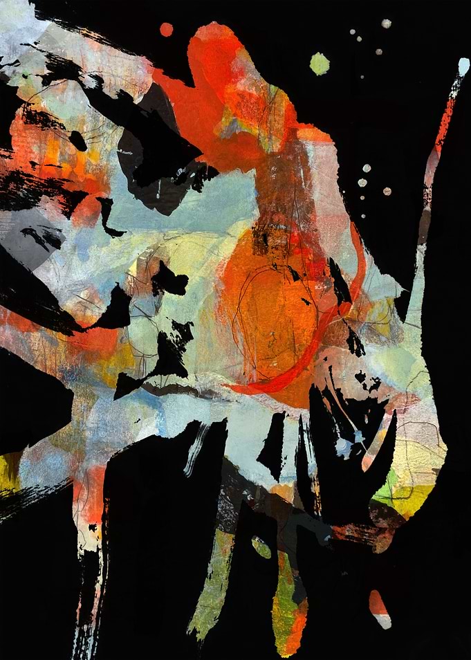 Abstract Geography Mixed Media Painting