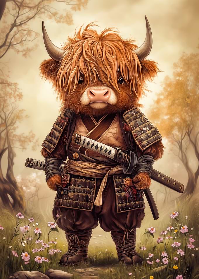 Highland Cow Samurai