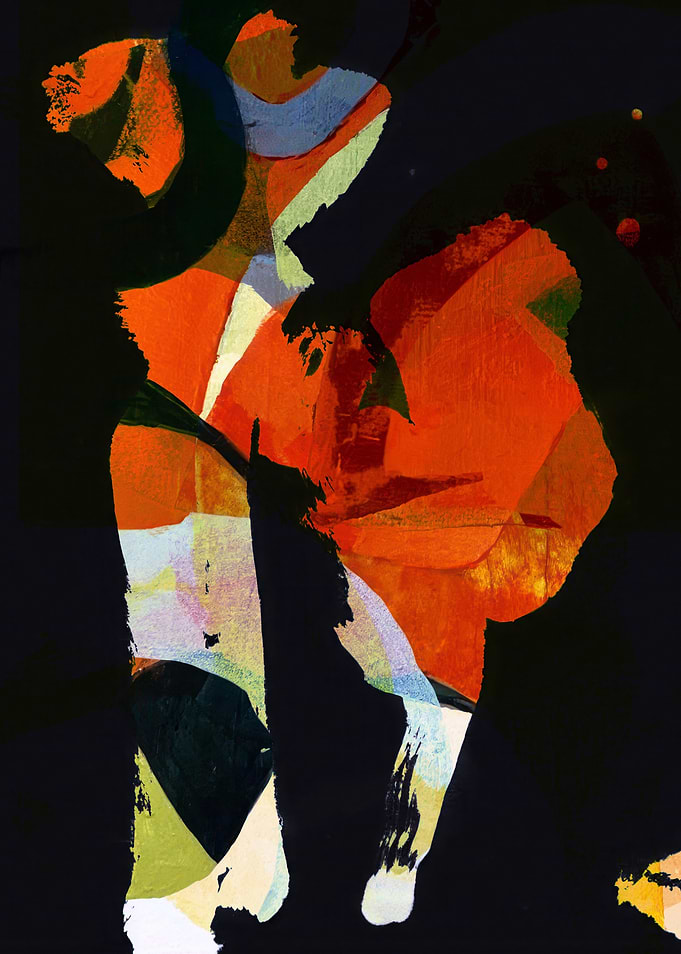 Abstract Nature Orange and Black Painting