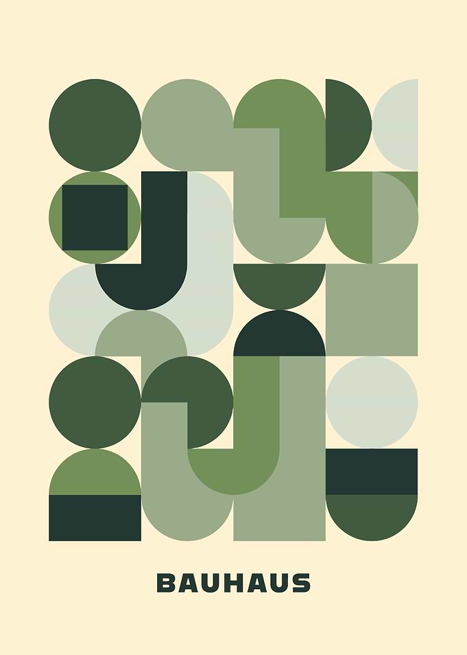 Bauhaus Geometric Green Tile Mid Century