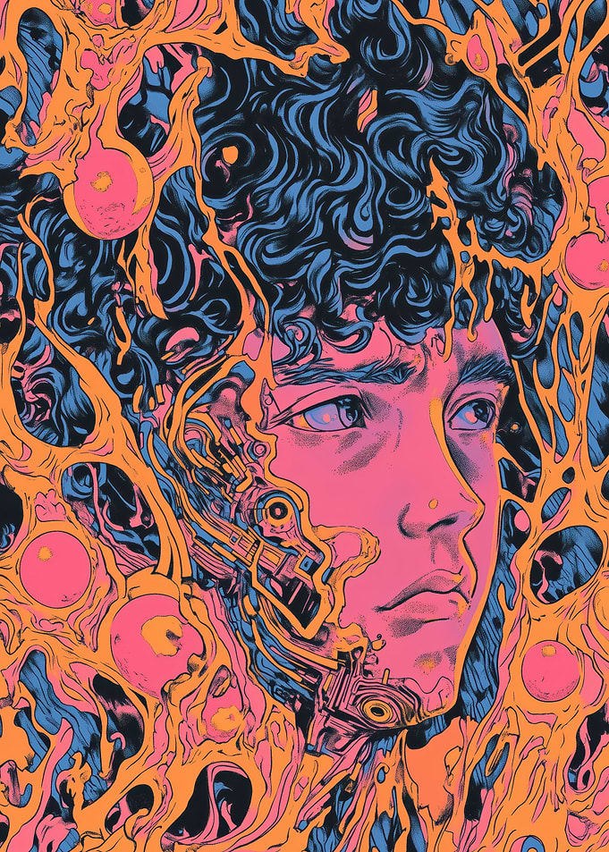 Melted circuitry over surreal thoughts