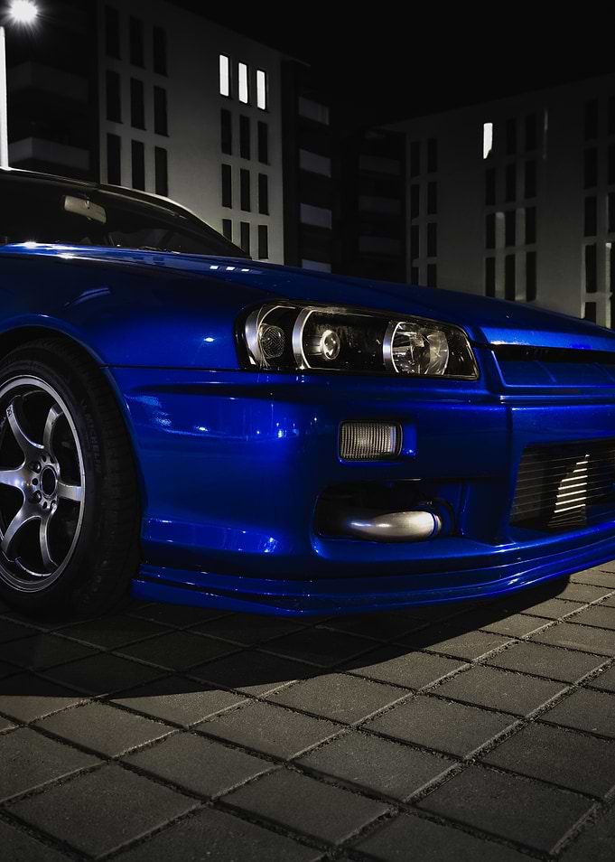 Blue Nissan Skyline R34