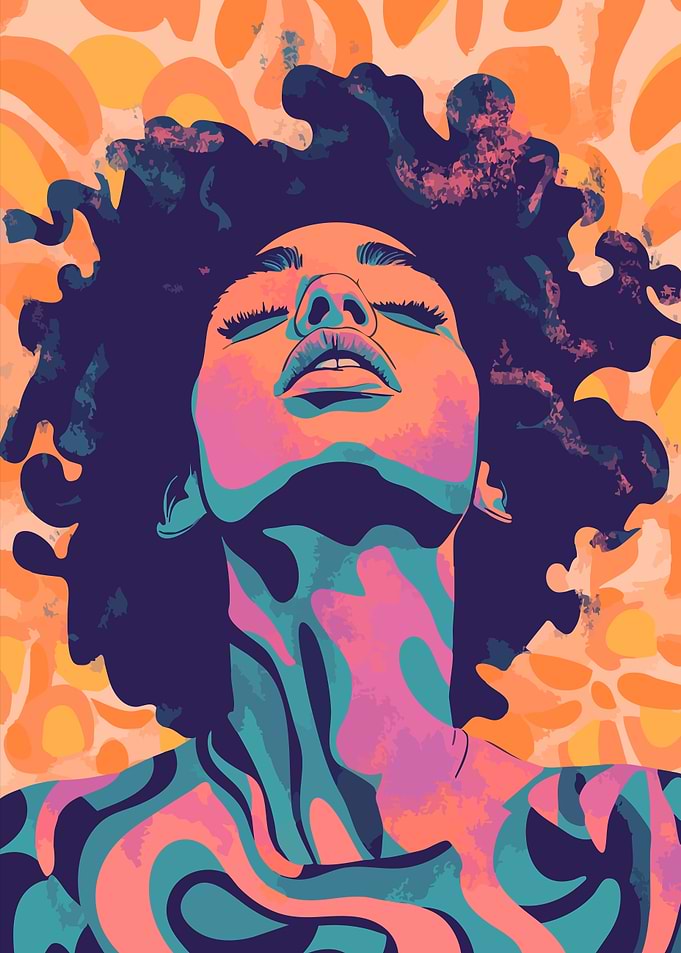 Colorful Woman Abstract Minimalist Art Illustration