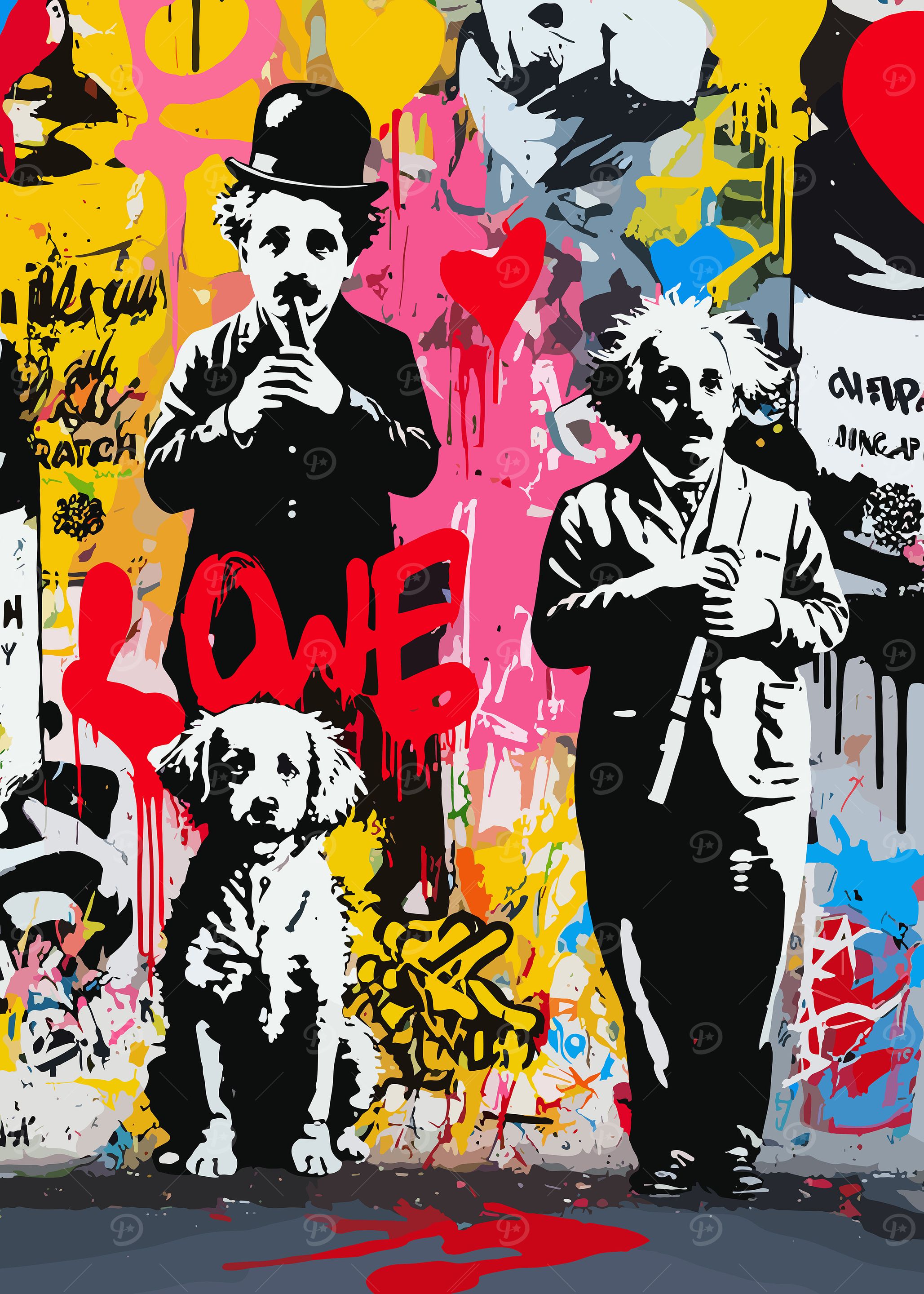 Street Art with Chaplin and Einstein