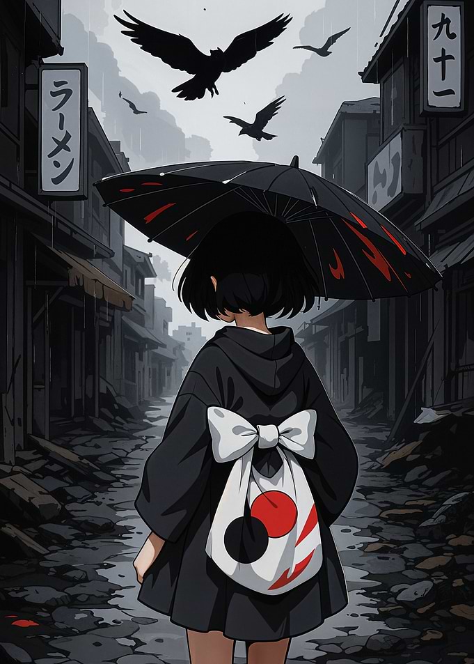 Anime Girl in Rain