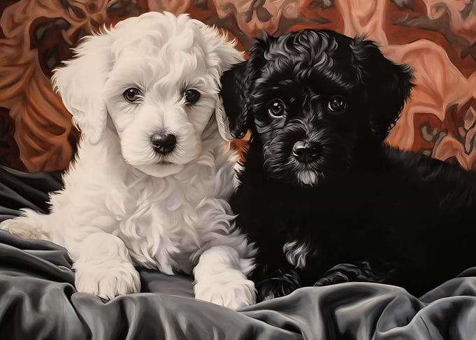 Two Poodle Puppies Portrait