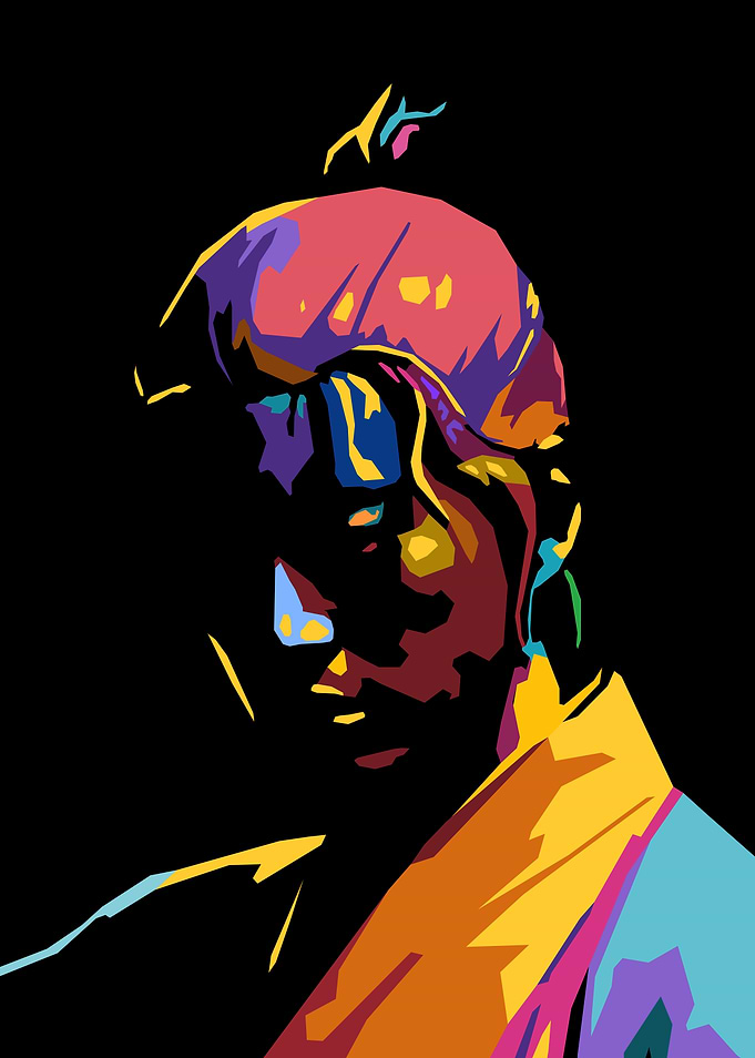 Colorful Samurai Portrait
