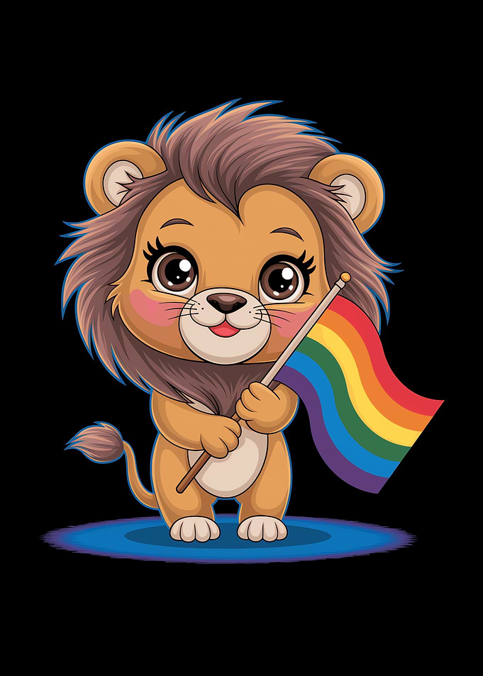 Cute Lion With Rainbow