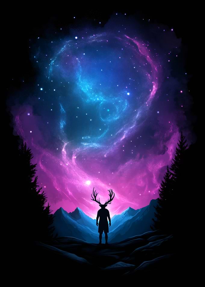 Cosmic Deer Silhouette
