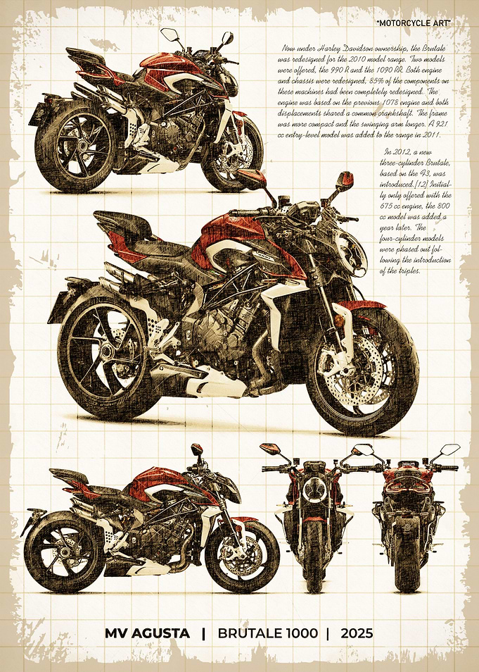 MV Agusta Brutale 1000 2025 blueprint sketch