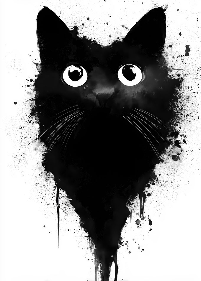 Black Cat Ink Splatter